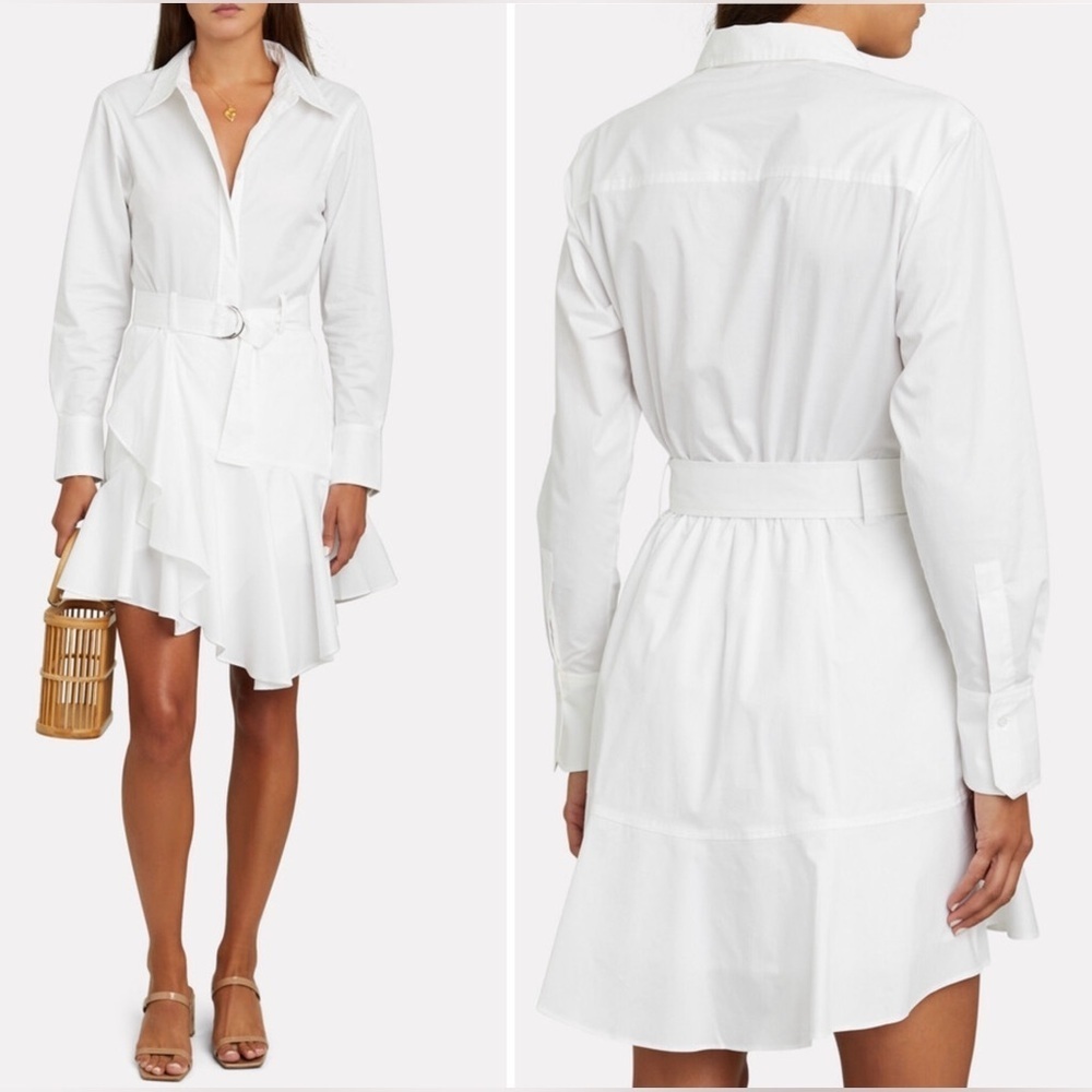 New! A.L.C.  Jacey Cotton Poplin Belted Asymmetric Shirt Dress 🤍 size 10